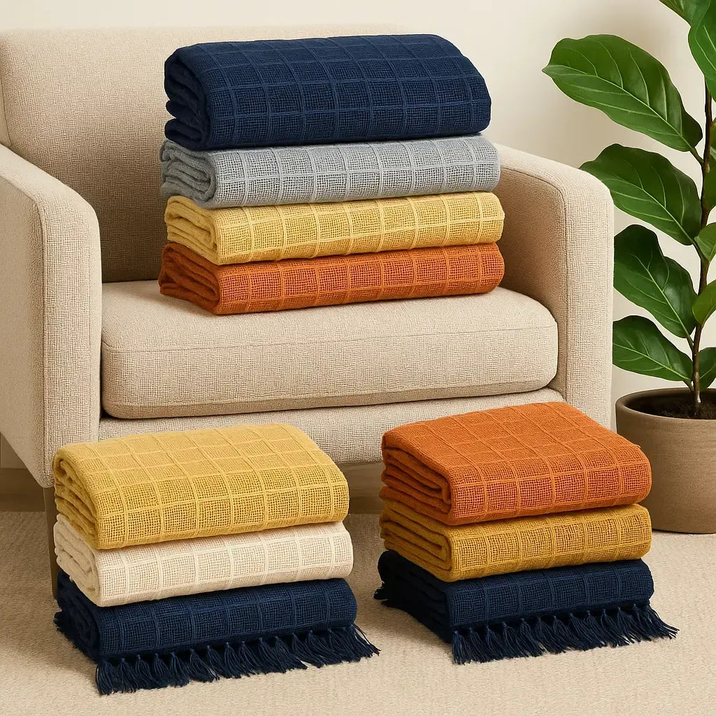 Manta Para Sofa Peseira Algodao Diversas Cores