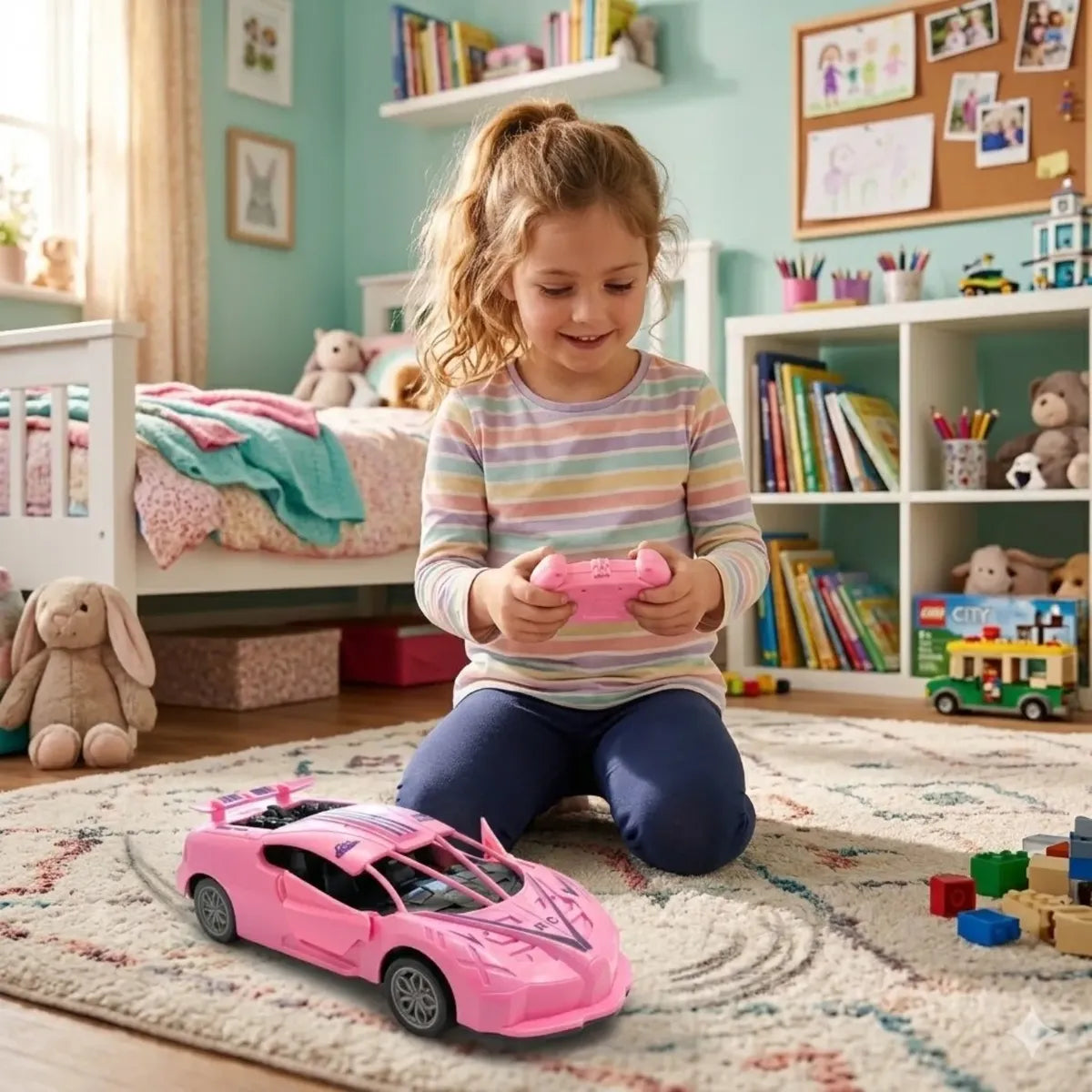 Carrinho Controle Remoto Feminino Rápido Menina Abre A Porta