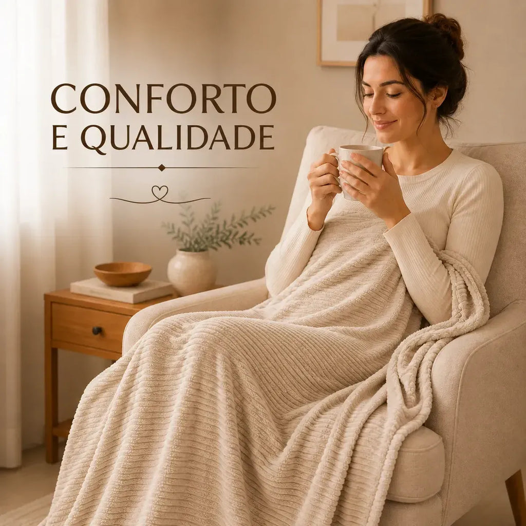 Manta Canelada Casal Cobertor Soft Lisa 2,0m X 1,8m Grossa