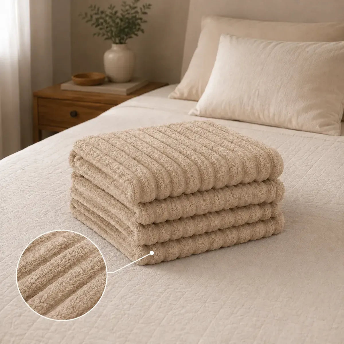 Manta Canelada Casal Cobertor Soft Lisa 2,0m X 1,8m Grossa