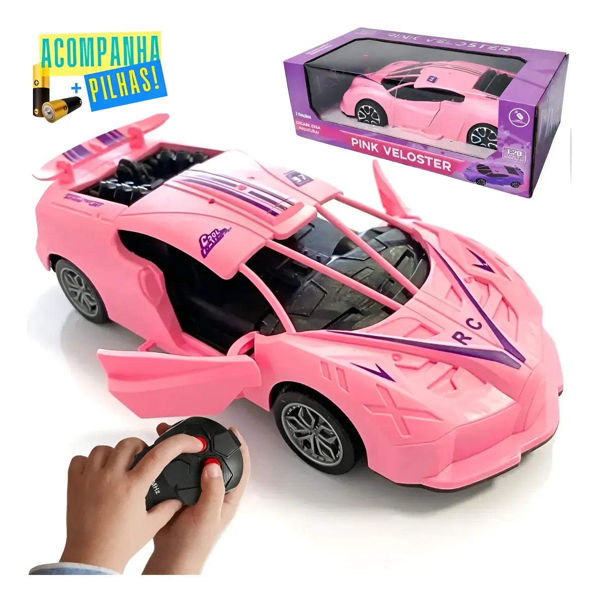 Carrinho Controle Remoto Feminino Rápido Menina Abre A Porta