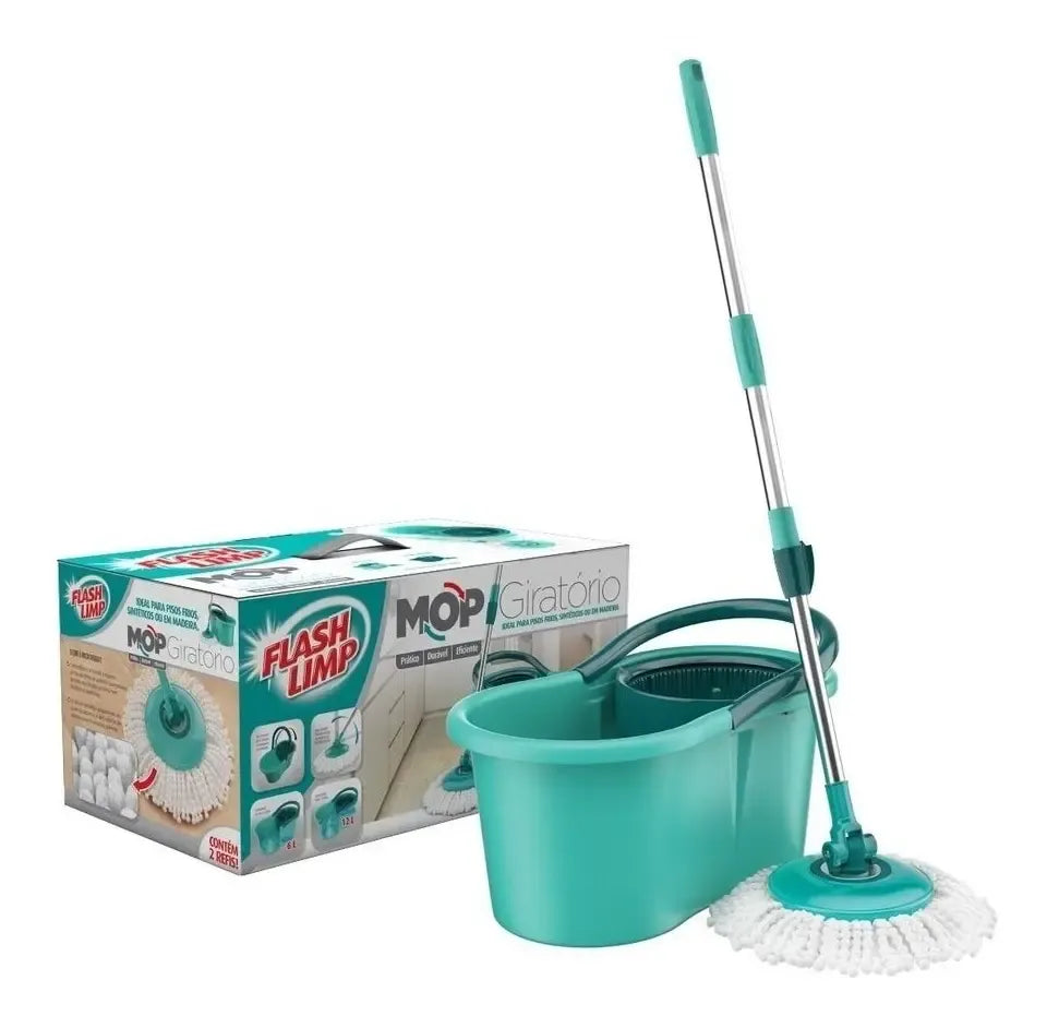 Mop Giratório Esfregão 360 Balde 12 Litros