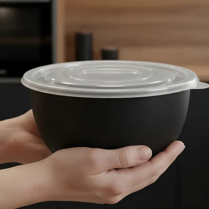 Kit 5 Potes Bowl Jogo de Plástico Hermético P M G Saladeira Mantimento vai microondas e geladeira