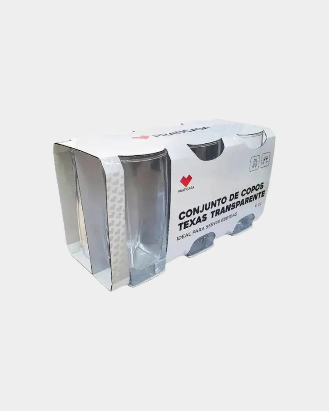 6 Copos Jogo Quadrado De Vidro Texas 320ml