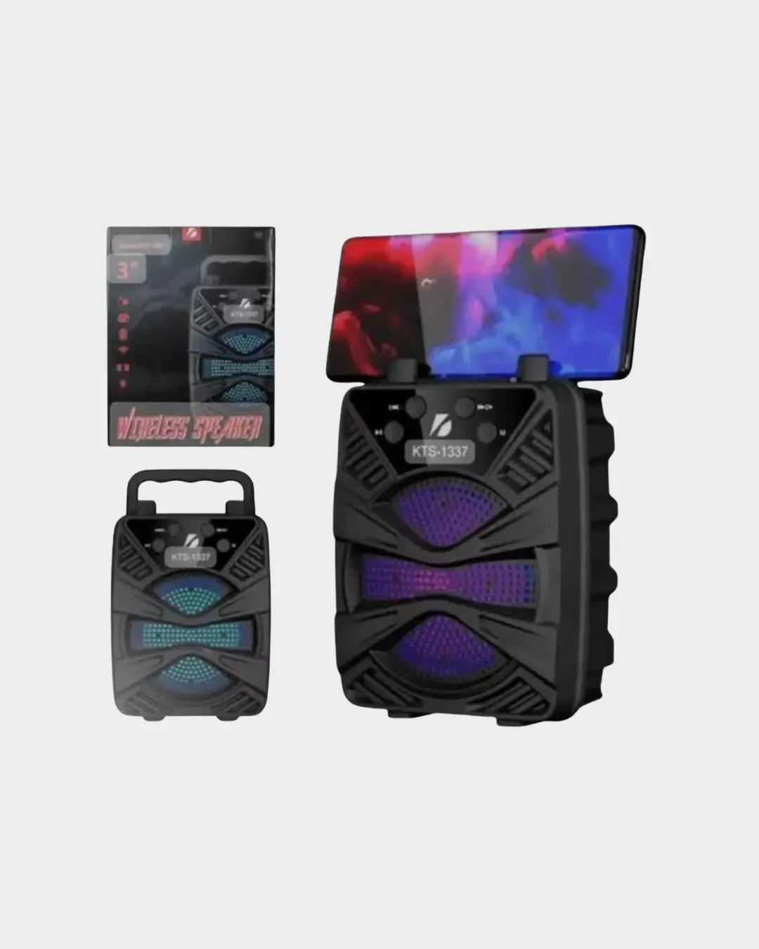 Caixa De Som Bluetooth Radio Fm Suporta Celular Super Forte Cor Preto