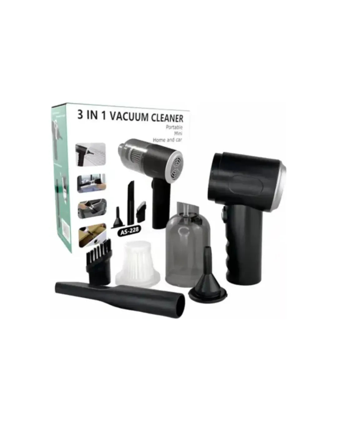 Mini Aspirador Portátil As-228 3 Em 1 Para Casa E Carro