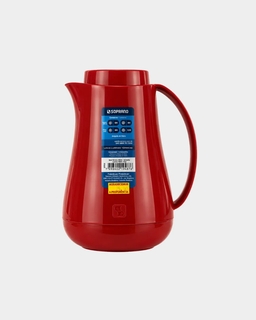 Bule Térmico Sonetto 750ML Cafe Chá Garrafa Térmica