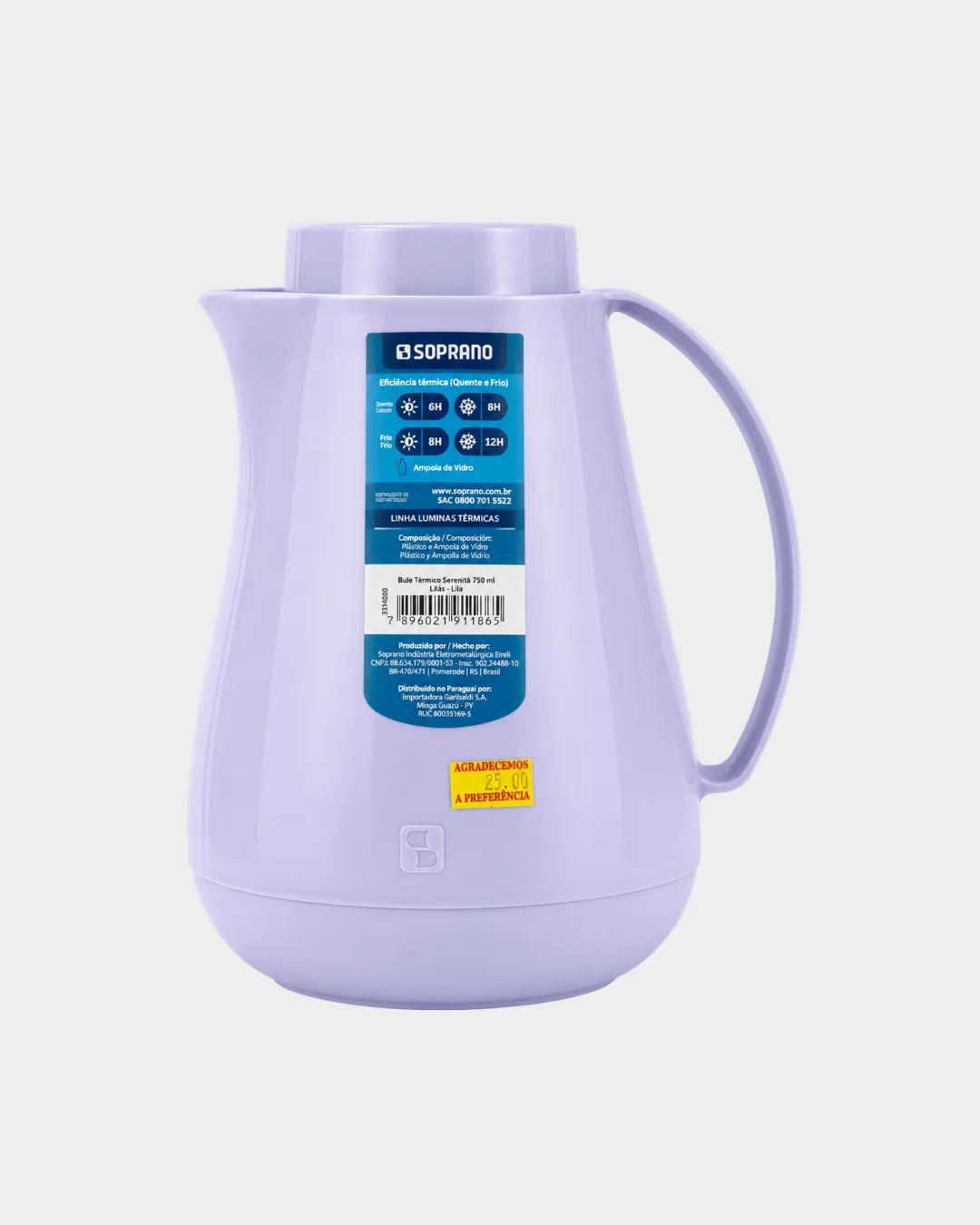 Bule Térmico Sonetto 750ML Cafe Chá Garrafa Térmica