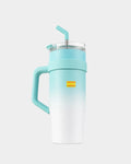 Copo grande isolado de aço inoxidável de 1250ml com palha, cor azul