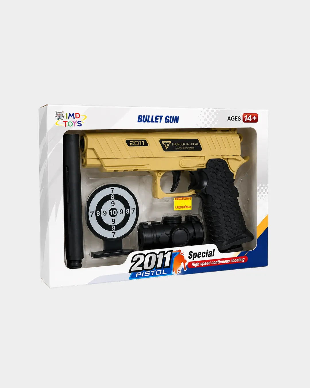 Pistola de Brinquedo 2011 com Alvo e Acessórios – Bullet Gun